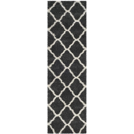 Flowers First 2 ft. 3 in. x 8 ft. Hudson Shag Power Loomed Runner Rug, Dark Grey & Ivory FL1860191